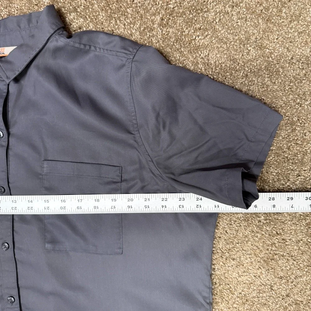 5.11 Tactical Short Sleeve Shirt Celia Mens XL Gray Tail Hem Pleated Button Up